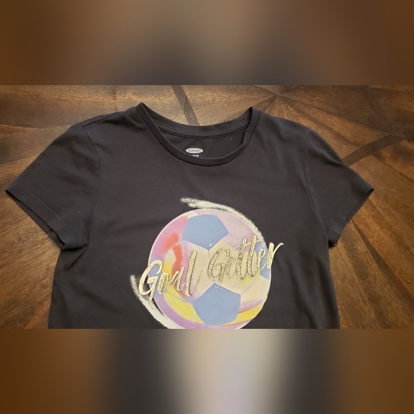 Old Navy Girls Soccer Graphic Tee "Goal Getter" Size L (10-12) Grey - Picture 6 of 11